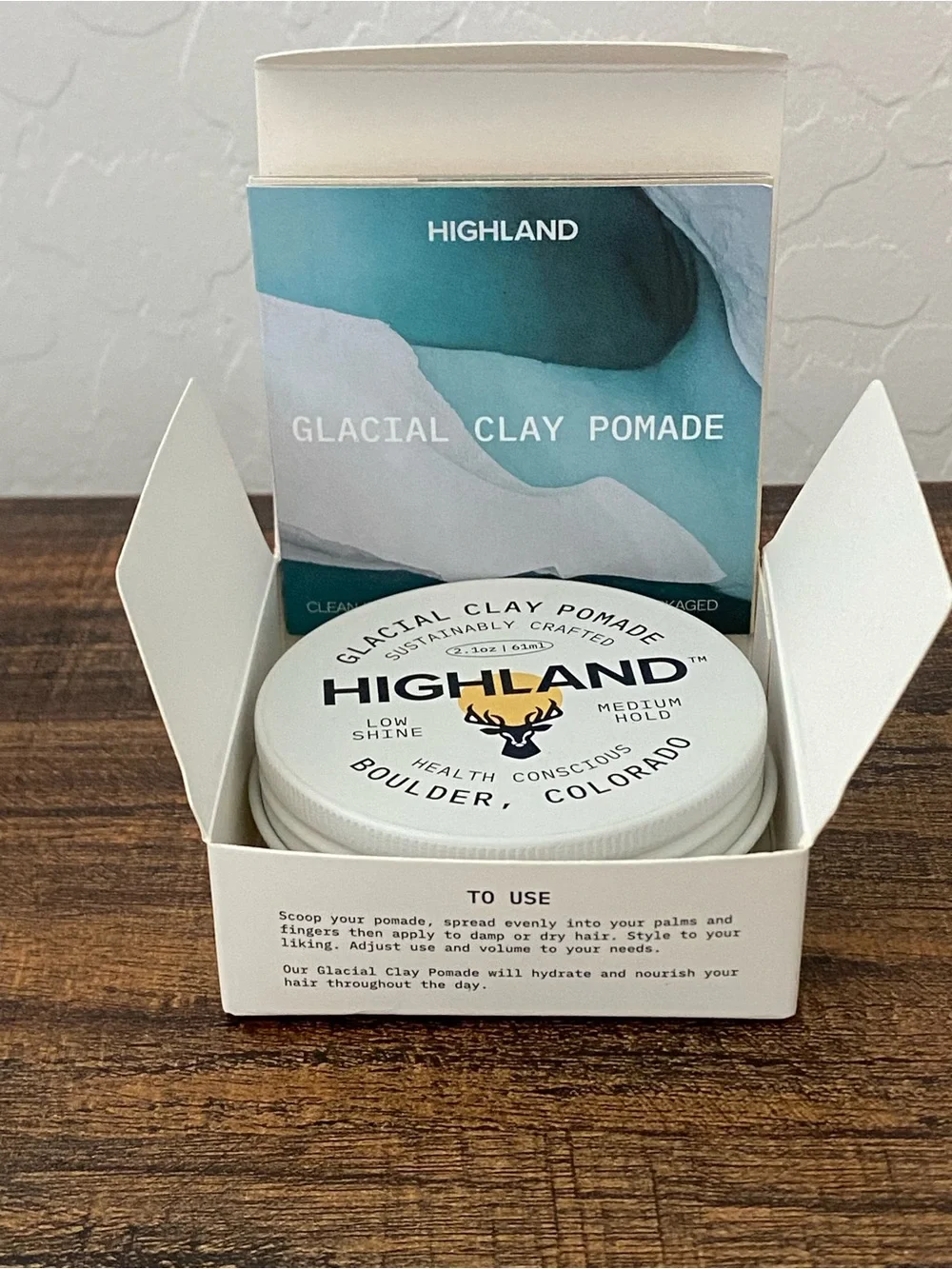 Highland Glacial Clay Pomade 2.1oz USED